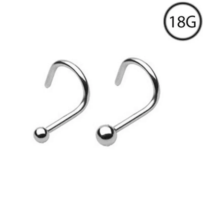 

100PCS Nose Stud Screw Surgical Steel Nose Cartilage Ring Body Jewelry Piercing Nose Studs Screw On Balls 18gx6x2.5mm