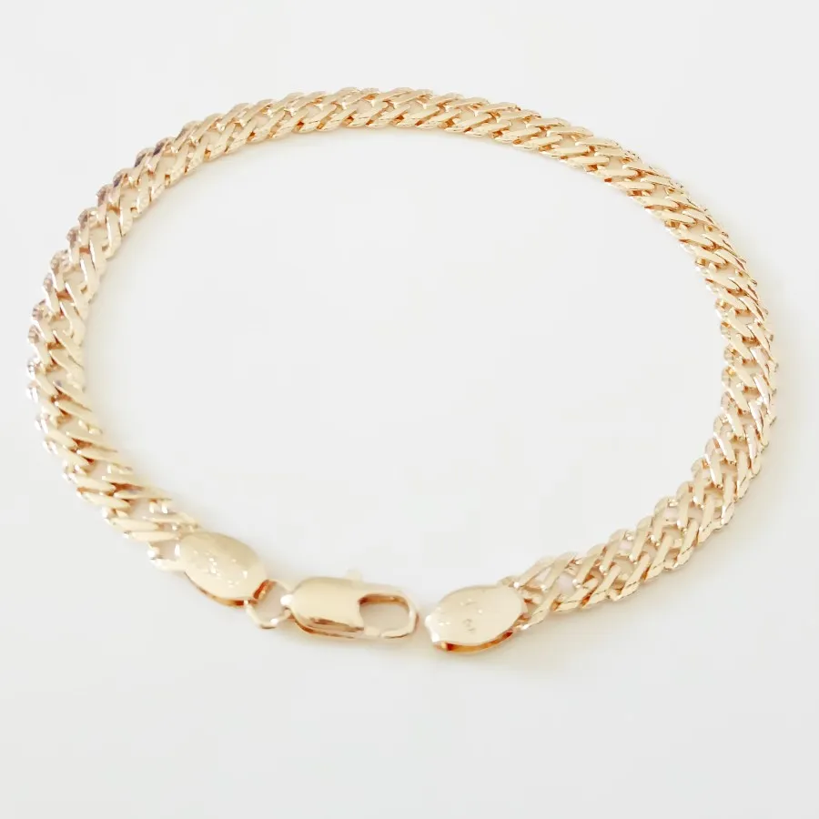 Fashion Bracelet Rose 585 Gold Color Jewelry Men Bracelet 5MM Wide 19CM Long Hand Charms Bracelet  For Men and Women