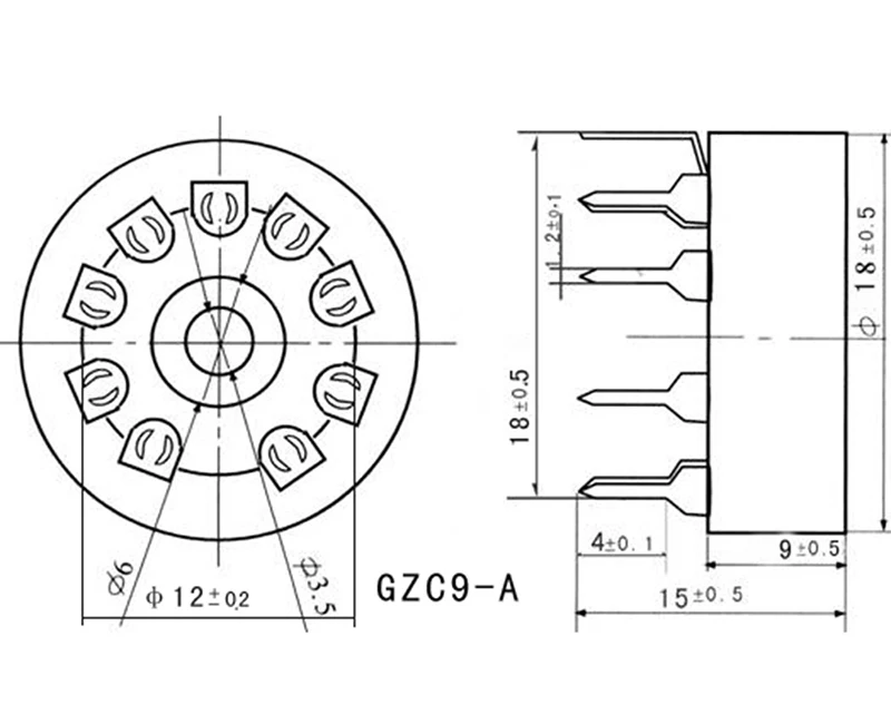 9Pins Tube Holder Socket Ceramic gold-plated bipolar PCB socket tube 12AX7 6N4 ECC83 upgrade Tube power Amplifiier