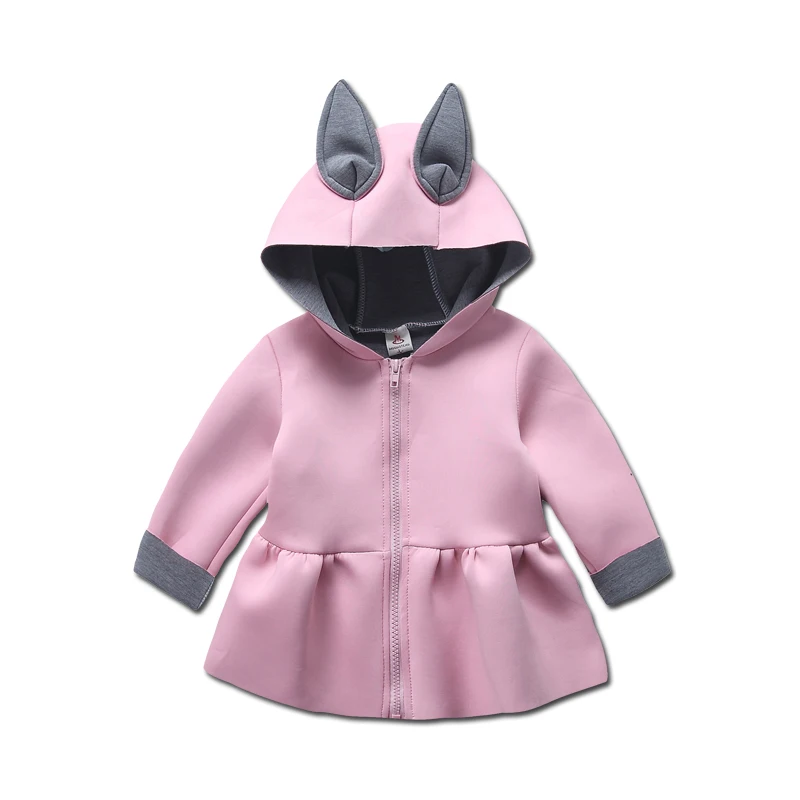 2022 spring girls cartoon bunny ears hoodies sweatshirt novel fashion zipper kid coat Korean princess children's clothing animal