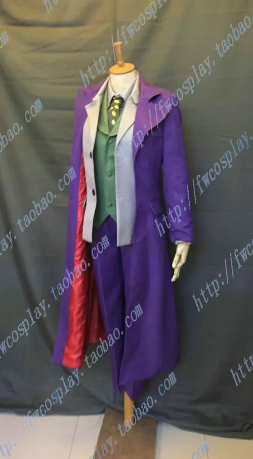 Arkham Asylum Joker Cosplay Costume set Custom two cost+pant+vest+skirt+tie 11