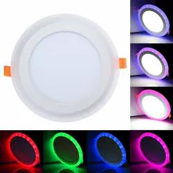 3 Model Round RGB+ white double color Led Panel Light 6w/9w/18w/24W AC85-265V Recessed LED Ceiiling Lamp led Ceiling lamp