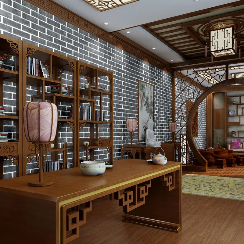 Wellyu الصينية ثقافة البلاط الطوب أبيض رمادي أحمر الطوب خلفية غرفة المعيشة مطعم الشواء بار خلفية خلفيات #4