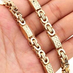 6/8/11mm Wide Customized Any Length Gold Tone Byzantine Stainless Steel Necklace Boys Men Chain Necklace Fashion jewelry