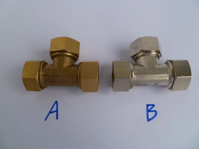 4 points of the three sides of the whole wire within the tee 1/2 gas water pipe connector DN15 silver plating