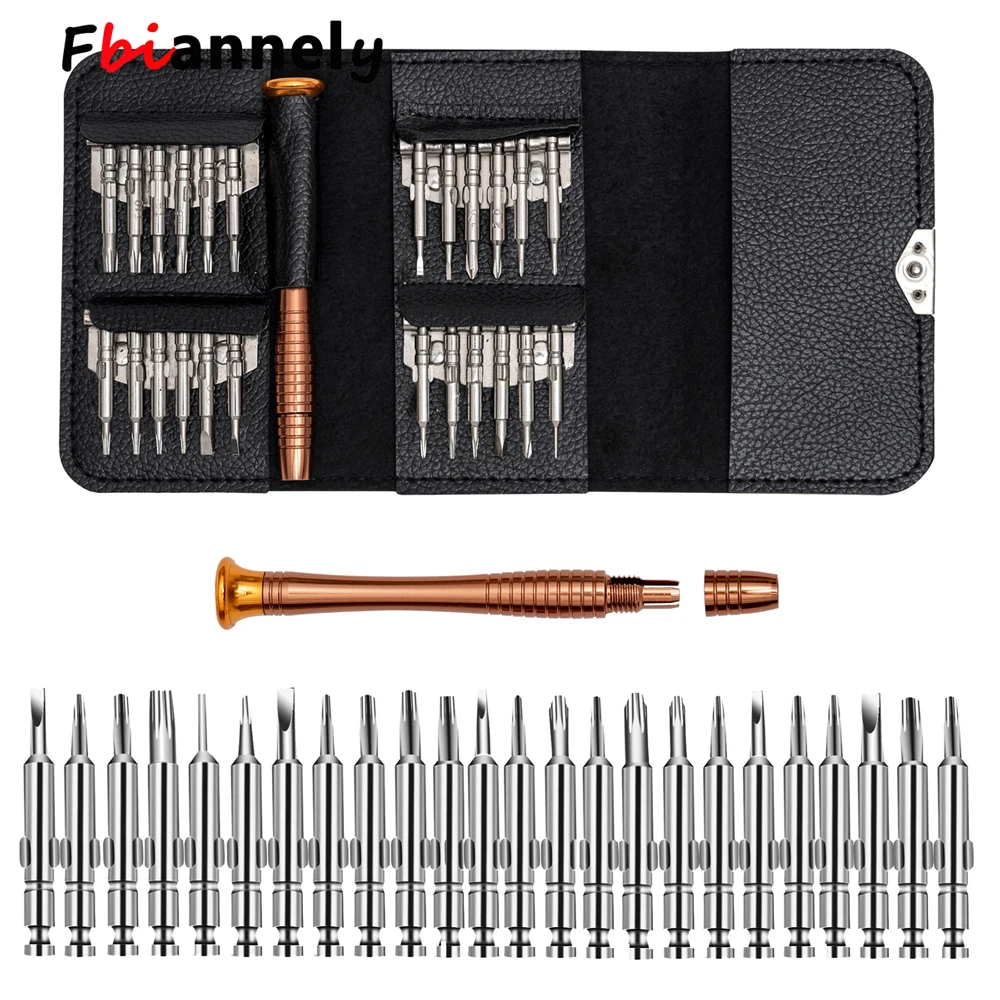 Leather Case 25 In 1 Torx Screwdriver Set Mobile Phone Repair Tool Kit Multitool Hand Tools For Iphone Watch Tablet PC 2021 New