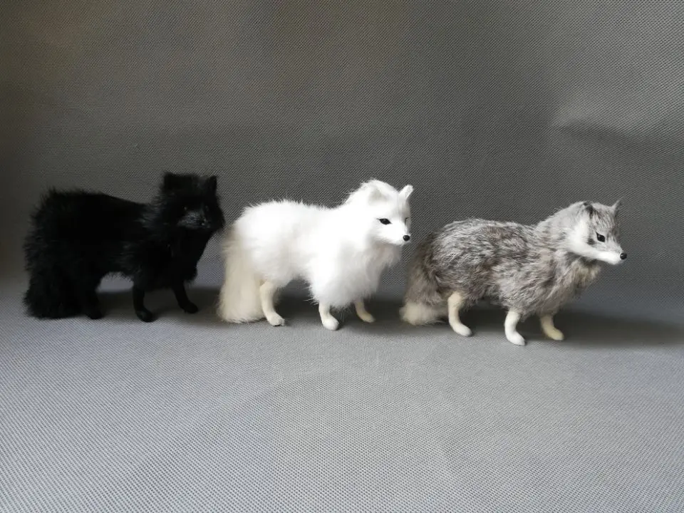 Juguete de la vida real, modelo de zorro bonito de 16x12cm, modelo de zorro de polietileno y pieles, accesorios de decoración del hogar, modelo de juguete para regalo d0120