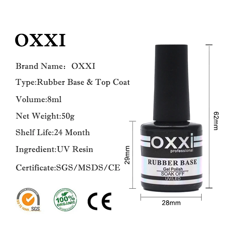 Oxxi, 8ml, barniz de Gel UV para decoración de uñas, Base de goma para uñas y capa superior, conjunto para diseño de uñas, esmalte de Gel de manicura Led de larga duración 2019