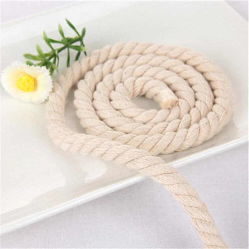 Wholesale 10 Meters 3 Shares Twisted 100% Cotton Cords 10mm DIY Craft Decoration Rope Cotton Cord For Bag Drawstring Belt Hat