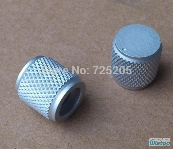 IWISTAO Solid Potentiometer Knob Knurled Whole Aluminum HIFI Amplifier Outer Diameter 15 H 15mm ID 6mm Silver DIY