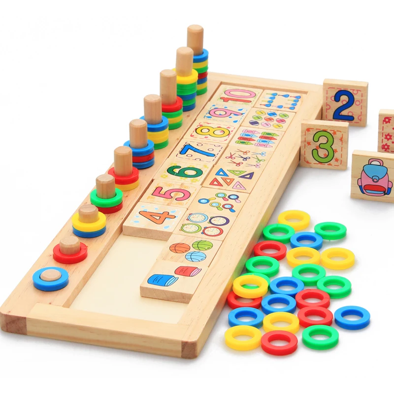 Montessori materiais de madeira brinquedos de matemática de ensino contagem número placa de madeira pré-escolar aprendizagem brinquedo educativo para crianças