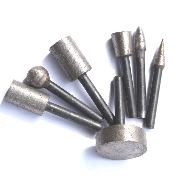 1Pcs 46# 6mm Shank Diamond Grinding Heads Sintering Mounted Points T Ball Cone Cylindrical Wheel Stone Carving Grinding