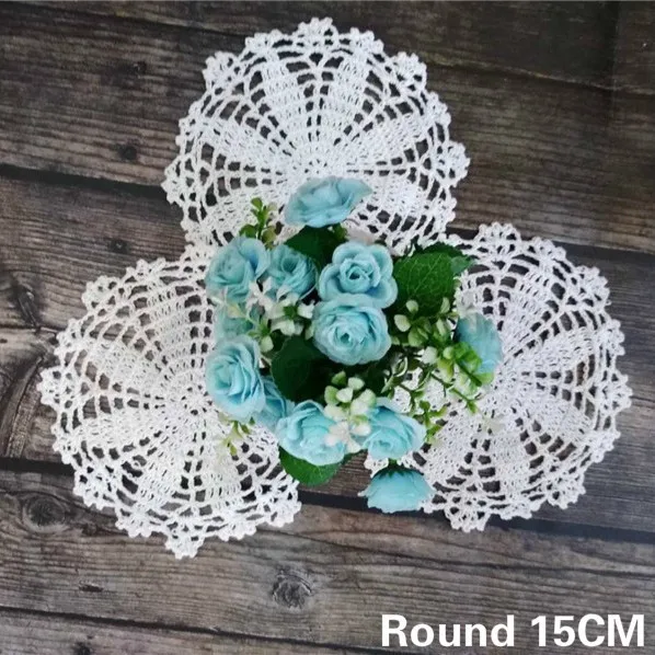 

15CM Round Vintage Handmade Crochet Tablecloth Placemats Wedding Doily Dish Mat Cup Coffee Pad Mantel Individual Table Coaster