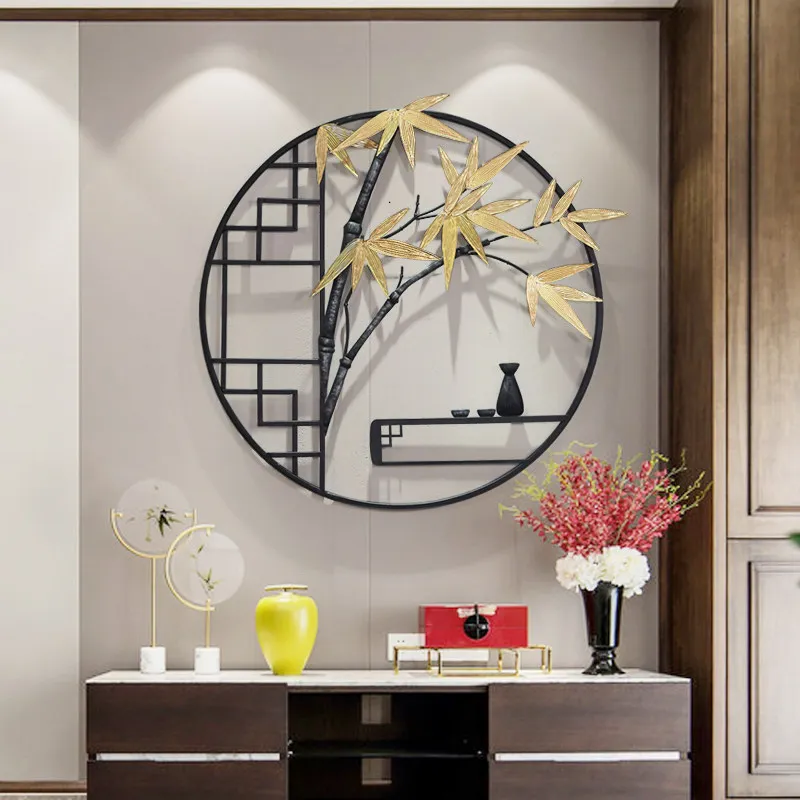 New Chinese Wrought Iron Welcoming Pine Zen Ornaments Wall Hanging Tree Decoration Crafts Home Living Room Sofa Background Mural image 2