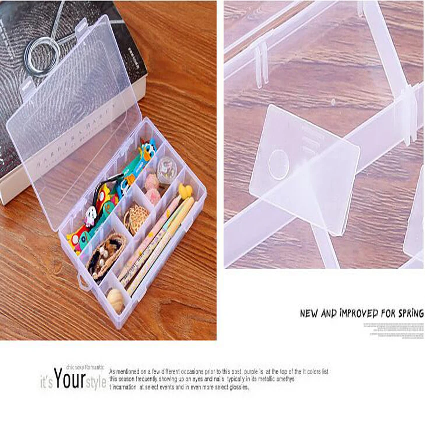 1PC New 15 Slots Cells Portable Jewelry Tool Box Container Ring Electronic Parts Screw Beads Component Storage Box