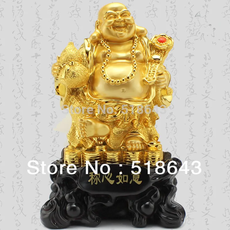 Good luck Gold-plated smiling Buddha maitreya Buddha furnishing articles opening moved into high-end gifts home decoration