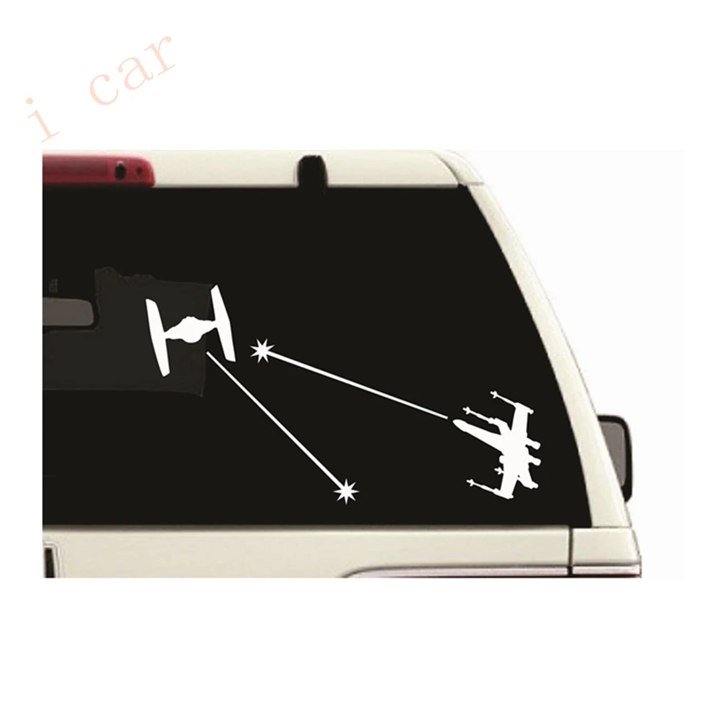 Science Fiction Theme Car Lattop Stickers - X-Wing vs Tie Fighter Fight Decal Sticker - Choose Color & Size