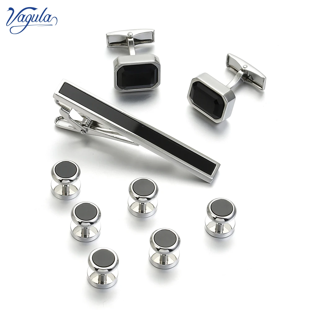 

VAGULA 9 PCS Tie bar Cufflinks Collar Stud Set spinki tuxedo Tie Pin Clip Gemelos Cuff Links Men Jewelry Wedding Gift 97