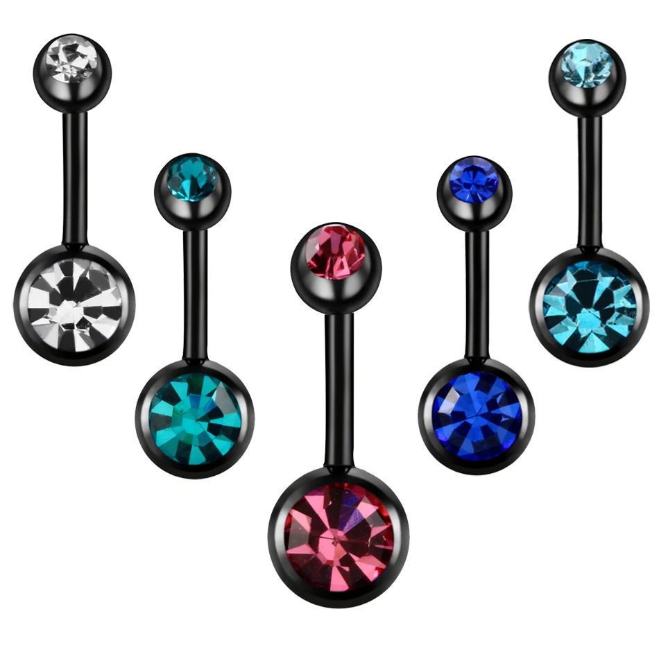 5 Color Belly Button Rings Crystal Surgical Steel Body Jewelry Belly Piercing Rings Sexy Real Navel Piercing Ombligo Pircing