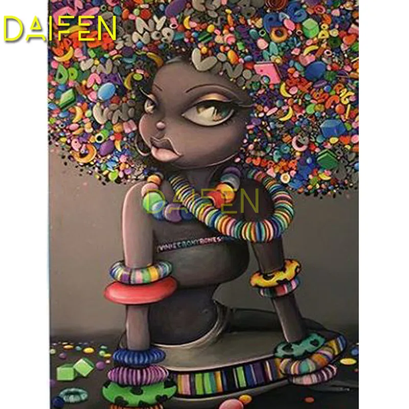 Full Square Diamond painting black girl with flower hair Full Round Diamond mosaic 5D DIY Diamond embroidery Cross stitch