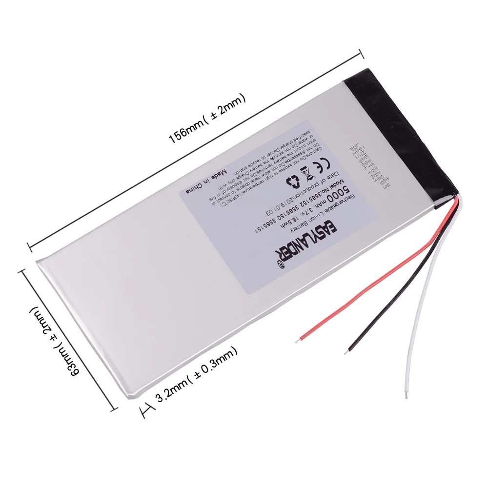 3 line 1pcs 3263156 3.7V 5000mAh Rechargeable li Polymer Li-ion Battery For 8 inch 9inch Tablet PC CHUWI Hi8 hi8 pro xv8 DVD DVR