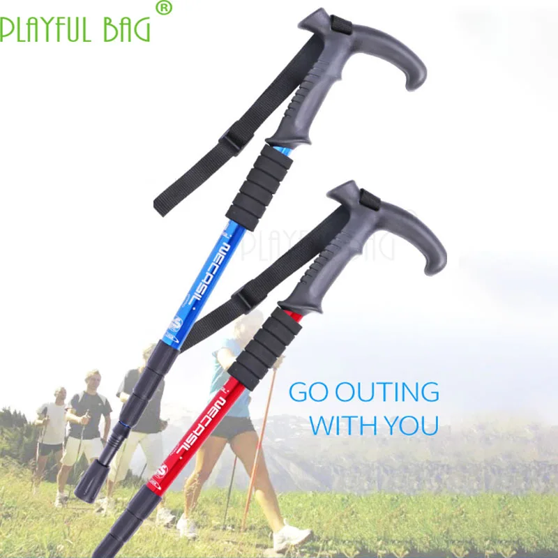 Aluminium alloy Four section bending handle Climbing rod bend handle crutch Climbing rod cane internal lock Telescopic ZK06 0.01