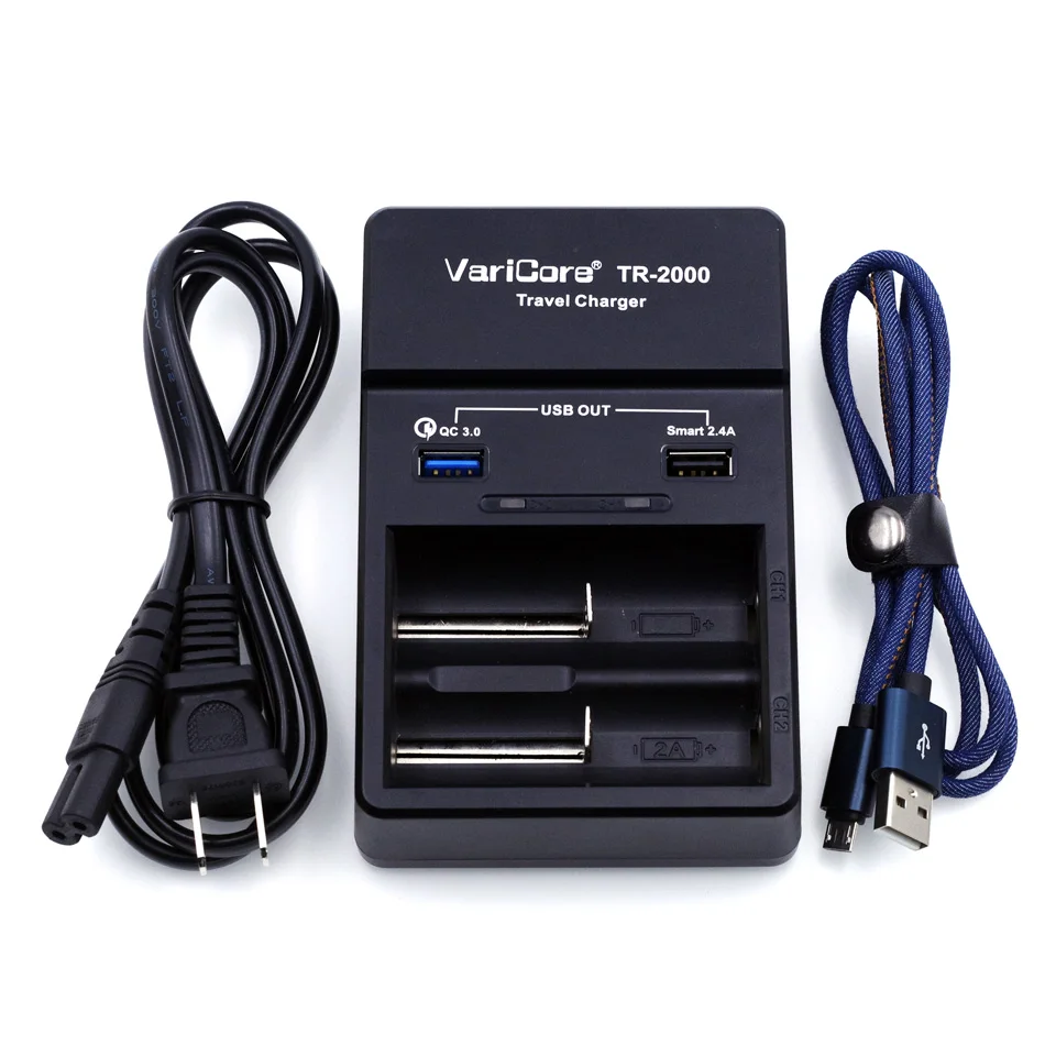 

Varicore TR-2000 Charger and Fast Charge QC3.0 for 18650 26650 aa AAA battery and QC 3.0 / USB 5V mobile device.