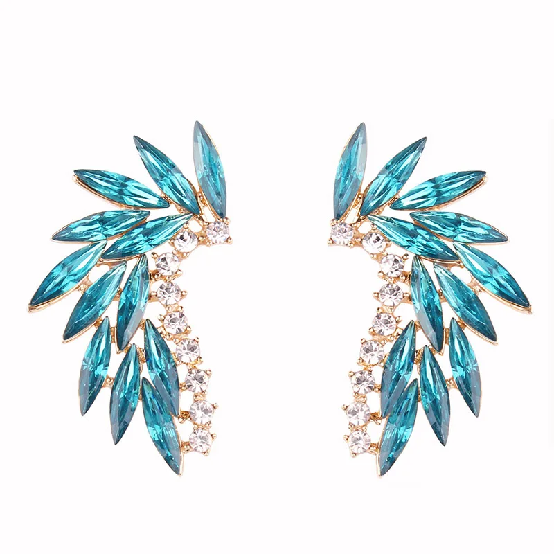 Mitoky Shining Rhinestone Wings Stud Earrings Acrylic Crystal Stone Women Piercing Earrings Trendy Wedding Jewelry Christmas Gif