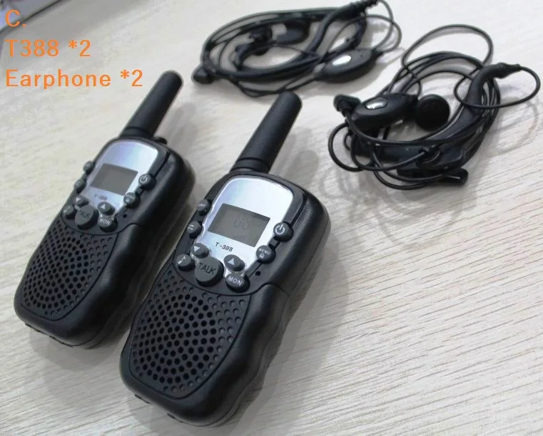 New walkie talkie pair T388 PMR446 mobile radio comunicador VOX hand-free talkie radios w/ led flashlight earphone charger