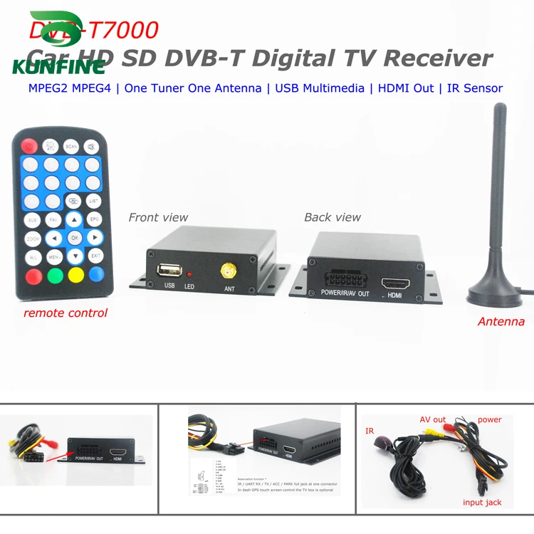 

12-24 В Автомобильный приемник DVB-T HDTV Один тюнер MPEG4 MPEG2