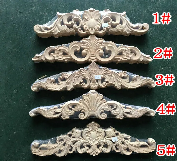 Long flower applique corner flower fashion wood shavings furniture door wall stickers flower oak wood style dongyang wood