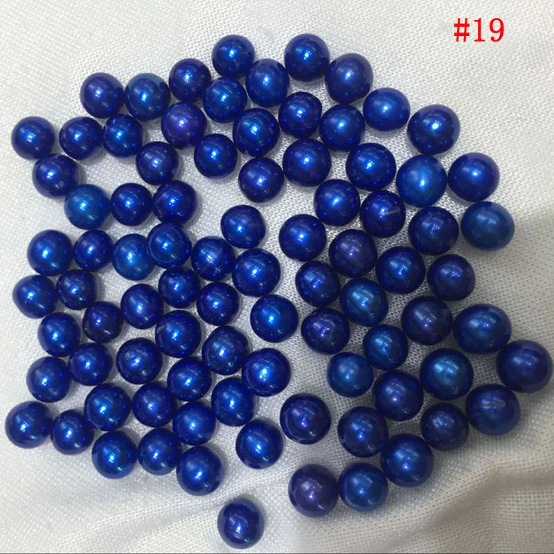 20 Pcs 7-8mm Dark Blue Natural Oyster Round Loose Colored Pearls