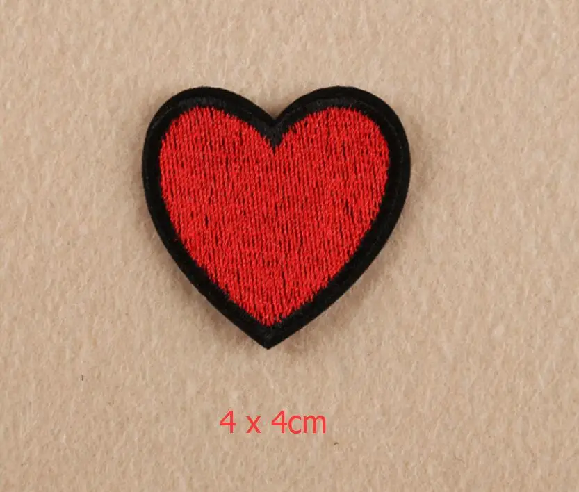 5pcs red heart love embroidered patches for clothes sewing iron on clothing embroidery apparel applique accessories sticker diy