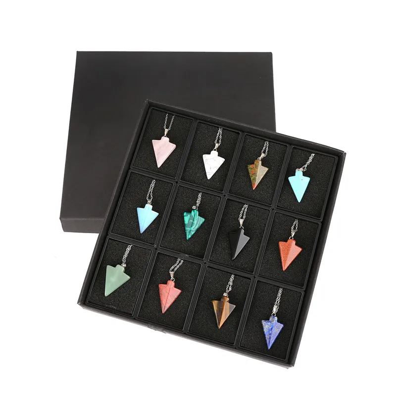 

ASHMITA 2019 Fashion Arrow Natural Stone Pendants For Making Jewelry Accessories Charm Good Quality Necklace Pendant 12Pcs