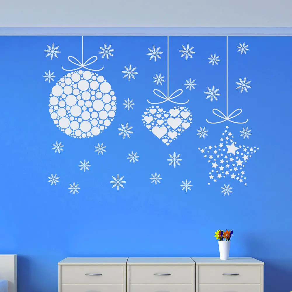 

2020 Newest Design Merry Christmas Ball Wall Sticker Removable Vinyl Decal Mural Home Window Decor Glass Waterproof Wall LA651