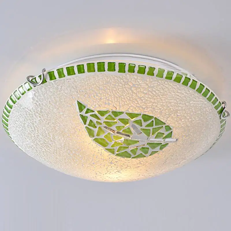 LED Bedroom Ceiling Lamp Mosaic Green Leaf Pastoral Dining Room Corridor Ceiling Fixtures Kitchen Hallway Washroom Ceiling Light