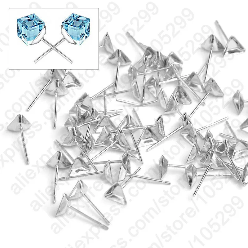 

Wholesale 100PCS 925 Sterling Silver Ear Pin Pairs Stud Earrings Findings Earring Pins /Needles