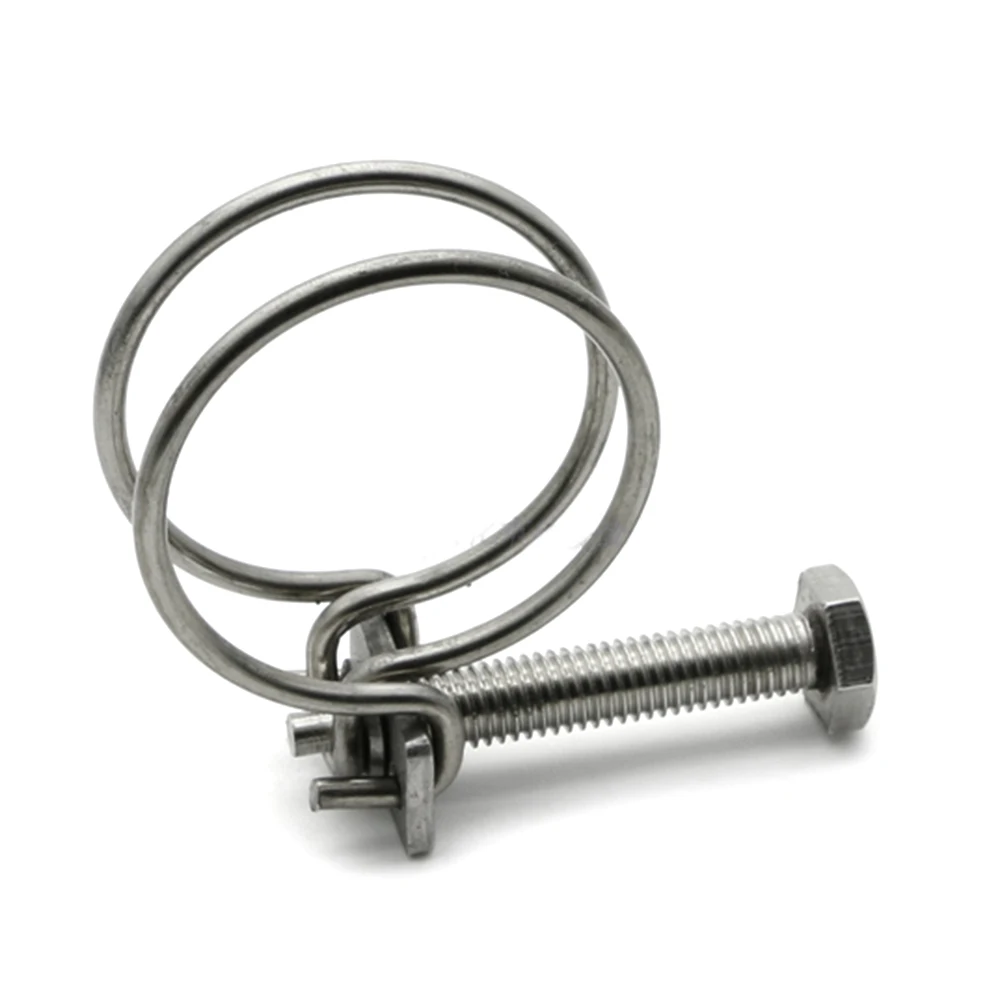

5pcs Heavy Duty Double Wire Hose Clamps Stainless Steel Plumbing Adjustable T Bolt Clamp Tube Pipe Clips Wire Diameter 3mm