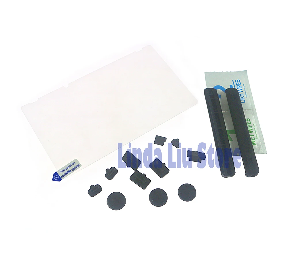 Silicone Dust Plug Sets & Tempered Glass Screen Protector Protective Film for Switch NS Console 10sets