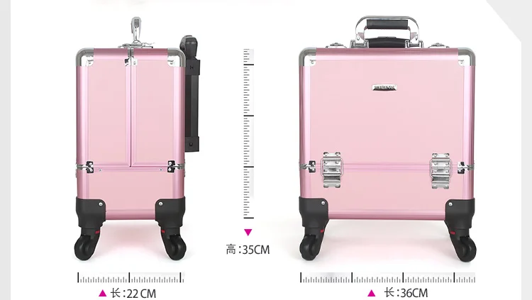 Nail Multilayer Trolley Cosmetic Case Caster can be portable