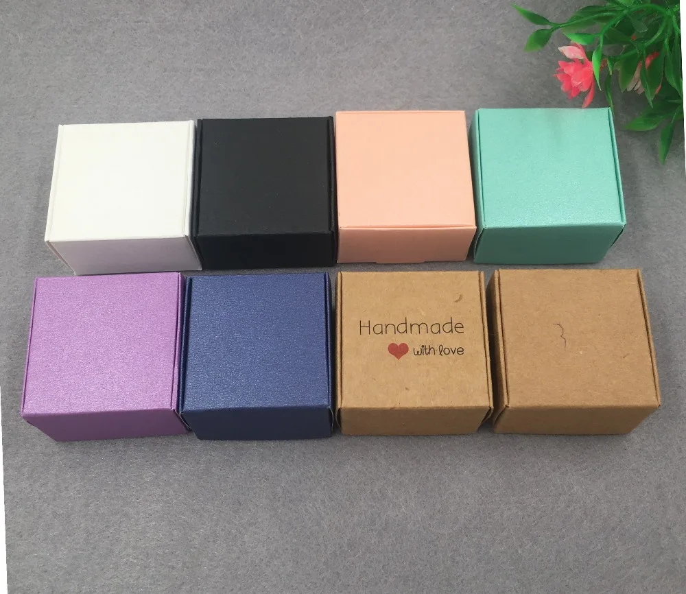 100 pcs Colorful Paper Aircraft Gifts Box 4*4*2.5cm Small Jewelry Packing Box Handmade Kraft Cardboard Soap Packaging Gift Boxes