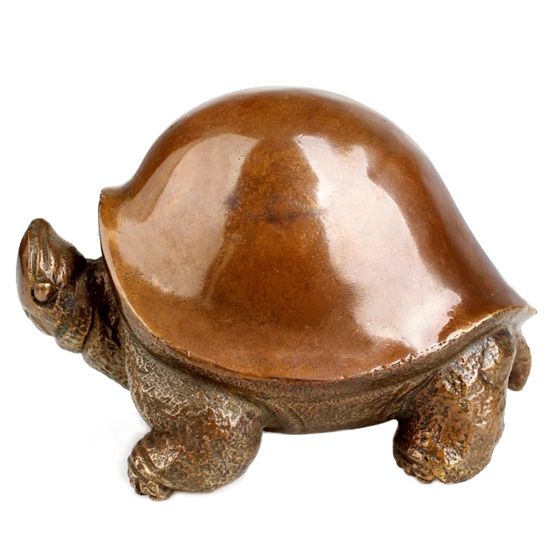 

Chinese Style Copper Turtle Ornaments, Auspicious and Valuable, Office and Bedroom Decorations