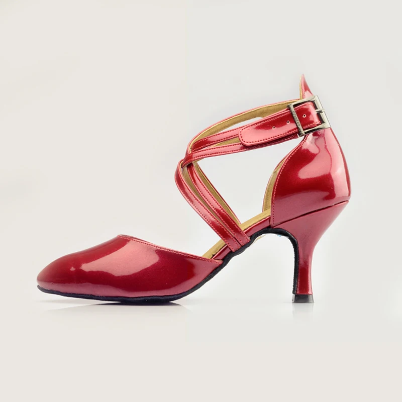 Chaussures de danse latine pour filles, pour femmes, Salsa, Tango, pour enfants, BD 110, tendance moderne, en PU, talon rouge et noir, 7.5cm, Jazz