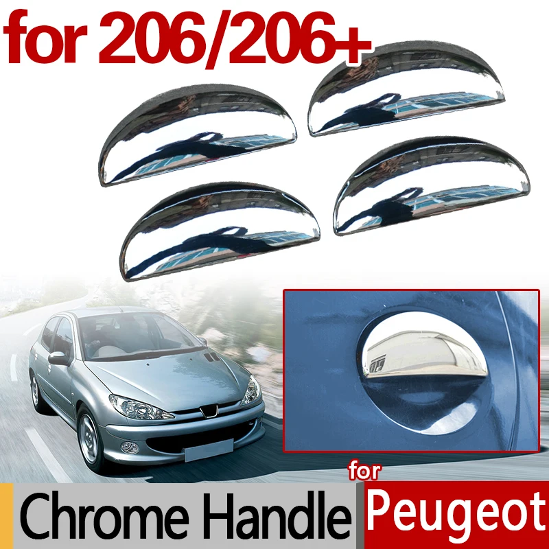 

For Peugeot 206 Chrome Door Handles Covers 206sw 206cc 206+ Car Accessories Stickers Car Styling 1998 2002 2004 2005 2008 2009