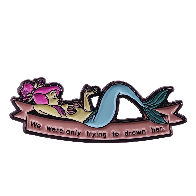 Peter Pan fantasy enamel pin drown mermaid brooch fairytale art collection