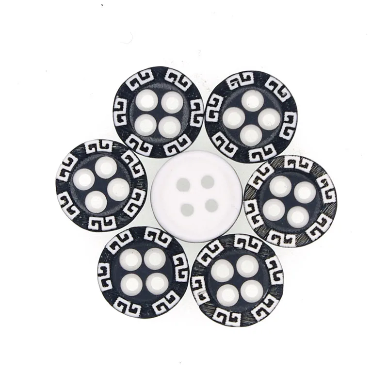 50PCs Resin Buttons 4 holes Round Totems Button Latest Design Scrapbooking Sewing Accessories Craft JS9011 12.5mm