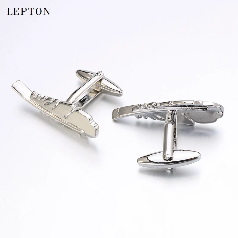 

Lepton Hot Sale Real Tie Clip Metal Feather Cufflinks For Men Brand Feather Cufflinks Men Shirt cuffs Cuff links Relojes gemelos