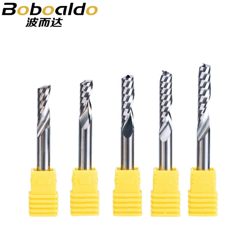 2PC/set 6mm one Flute Spiral Cutter router bit CNC end mill For MDF carbide milling cutter tugster steel router bits for wood