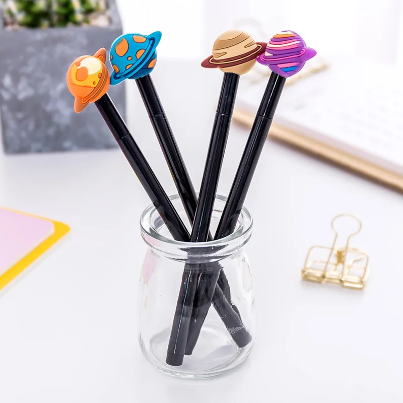 24 PCs Korea Stationery Learning Office Black Ink Pen Cute Creative Colorful Planet Gel Pen Cute Stationary Wholesale