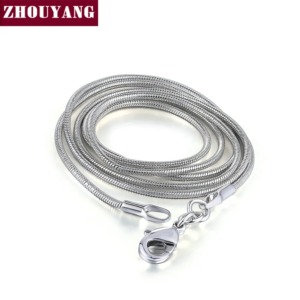 ZHOUYANG  1mm - 2mm 16-32 inch Silver Color Snake Necklace Chain Factory Price Top Quality C008 C010